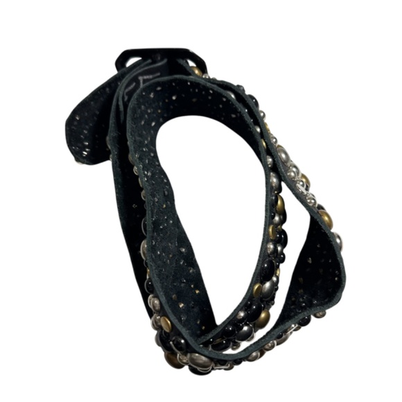 Handmade L.A. SKY Black Genuine Leather Belt With Studs Rhinestones Large main image 8